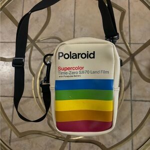 Vintage Polaroid Cream and Rainbow Messenger Bag